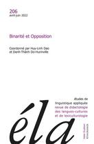 Couverture du livre « Binarité et opposition (édition 2022) » de Etudes De Linguistique Appliquee aux éditions Klincksieck