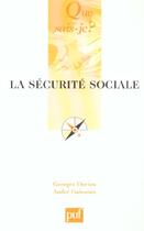 Couverture du livre « La securite sociale (8ed) qsj 294 » de Dorion Georges / Gui aux éditions Que Sais-je ?