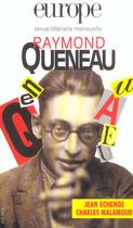 Couverture du livre « Europe Raymond Queneau 888 Avril 2003 » de  aux éditions Revue Europe