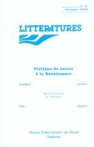 Couverture du livre « Fictions du savoir a la renaissance » de  aux éditions Pu Du Midi