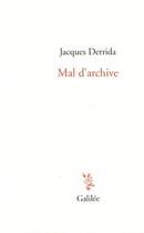Couverture du livre « Mal d'archives » de Derrida J aux éditions Galilee
