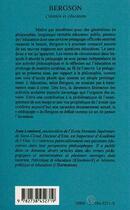 Couverture du livre « Bergson : création et éducation » de Jean Lombard aux éditions L'harmattan