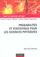 Couverture du livre « Probabilites et statistique pour les sciences physiques » de Femenias aux éditions Dunod