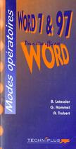 Couverture du livre « Mode Operatoire Word 7 & 97 » de Letessier aux éditions Casteilla