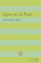 Couverture du livre « Leçon sur la Paix » de Jacques Ricot aux éditions Belin Education