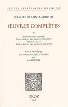 Couverture du livre « Oeuvres completes. iv » de  aux éditions Droz