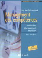 Couverture du livre « Management des competences evaluation, developpement et gestion » de Van Beirendonck aux éditions De Boeck