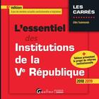 Couverture du livre « L'essentiel des institutions de la Ve République (édition 2018/2019) » de Gilles Toulemonde aux éditions Gualino Editeur