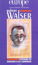 Couverture du livre « Europe Robert Walser N 889 Mai 2003 Avec Dossier Litterature Du Cambodge Et De B » de  aux éditions Revue Europe