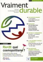 Couverture du livre « Vraiment durable t.2 ; Rio+20 : quel cosmopolitisme ? » de  aux éditions Edisens