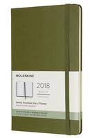 Couverture du livre « Agenda 2018 semainier grand format rigide vert kaki » de  aux éditions Moleskine
