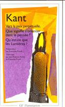 Couverture du livre « Vers la paix perpétuelle » de Emmanuel Kant aux éditions Flammarion