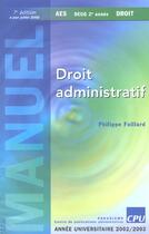 Couverture du livre « Droit Administratif » de Philippe Foillard aux éditions Paradigme Cpu