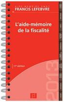 Couverture du livre « L'aide-mémoire de la fiscalité » de  aux éditions Lefebvre