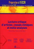 Couverture du livre « Lecture critique d'articles médicaux » de Pradel Editeur aux éditions Pradel