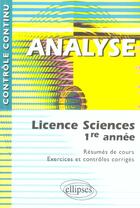 Couverture du livre « Contrôle continu : analyse ; licence sciences 1ère année » de Mignotte Nervi aux éditions Ellipses