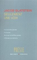 Couverture du livre « Seulement une voix » de Glastein Jacob aux éditions Buchet Chastel