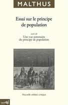 Couverture du livre « Essai sur le principe de population : Edition critique et augmentée » de Thomas-Robert Malthus aux éditions Ined