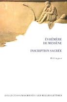 Couverture du livre « Inscription sacrée » de Evhemere De Messene aux éditions Belles Lettres