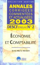 Couverture du livre « Descf 2 economie et comptabilite » de Anne-Marie Keiser aux éditions Eska