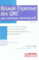 Couverture du livre « Reussir l'epreuve des qrc aux concours administratifs » de Pierre Gevart aux éditions L'etudiant