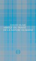 Couverture du livre « Abrégé du traité de la nature humaine » de David Hume aux éditions Allia