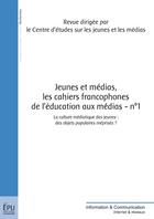 Couverture du livre « Jeunes et medias - les cahiers francophones de l'education aux medias- n 1 » de  aux éditions Publibook