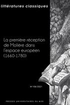 Couverture du livre « La première réception de Molière dans l’espace européen (1660-1780) » de  aux éditions Presses Universitaires Du Midi