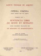 Couverture du livre « Sententia libri de sensu et sensato : De memoria et reminiscencia » de Thomas D'Aquin aux éditions Leonine