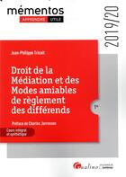 Couverture du livre « Droit de la mediation et des modes amiables de reglement des differends - 1e ed. - un panorama compl » de Tricoit J P. aux éditions Gualino