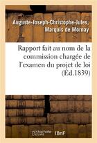 Couverture du livre « Rapport fait au nom de la commission chargee de l'examen du projet de loi relatif a l'organisation - » de De Mornay-A-J-C-J aux éditions Hachette Bnf