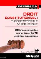 Couverture du livre « Droit constitutionnel : théorie générale V République ; 30 fiches de synthèse pour préparer les TD et réviser les examens (4e édition) » de Bertrand Pauvert aux éditions Studyrama