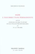 Couverture du livre « Sade ; l'insurrection permanente » de Maurice Nadeau aux éditions Maurice Nadeau