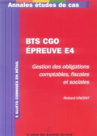 Couverture du livre « BTS CGO ; épreuve E4 » de Vincent R aux éditions Genie Des Glaciers