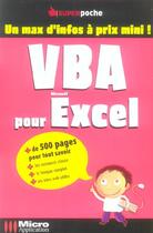 Couverture du livre « Vba Pour Excel » de Jean-Paul Mesters aux éditions Micro Application