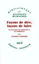 Couverture du livre « Façons de dire, façons de faire ; la laveuse, la couturière, la cuisinière » de Yvonne Verdier aux éditions Gallimard