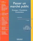 Couverture du livre « Passer un marche public ; procedure execution contentieux » de Cyrille Emery aux éditions Delmas