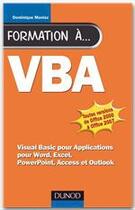 Couverture du livre « Formation à vba » de Dominique Maniez aux éditions Dunod