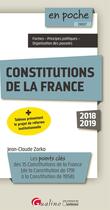 Couverture du livre « Constitutions de la France (édition 2018/2019) » de Jean-Claude Zarka aux éditions Gualino