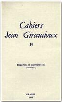 Couverture du livre « CAHIERS JEAN GIRAUDOUX t.14 » de Jean Giraudoux aux éditions Grasset