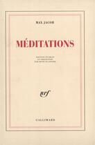 Couverture du livre « Meditations » de Max Jacob aux éditions Gallimard