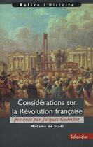Couverture du livre « Considérations sur la Révolution française » de Germaine De Stael-Holstein aux éditions Tallandier
