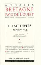 Couverture du livre « Le fait divers en Province » de Frederic Chauvaud aux éditions Pu De Rennes