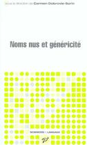 Couverture du livre « Noms nus et généricité » de Carmen Dobrovie-Sorin aux éditions Pu De Vincennes