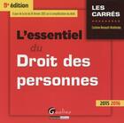 Couverture du livre « L'essentiel du droit des personnes (édition 2015-2016) » de Corinne Renault-Brahinsky aux éditions Gualino