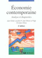 Couverture du livre « Economie contemporaine analyse et diagnostics » de Lecaillon... aux éditions De Boeck