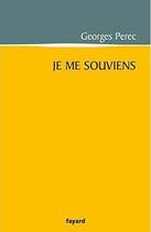 Couverture du livre « Je me souviens » de Georges Perec aux éditions Fayard