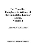 Couverture du livre « Der Tonwille: Pamphlets in Witness of the Immutable Laws of Music, Vol » de Schenker Heinrich aux éditions Oxford University Press Usa