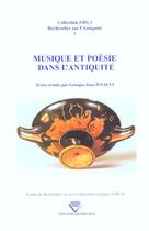 Couverture du livre « Musique et poésie dans l'Antiquité » de Georges-Jean Pinault aux éditions Pu De Clermont Ferrand