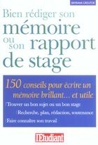 Couverture du livre « Bien redigeer son memoire ou son rapport de stage » de Myriam Greuter aux éditions L'etudiant
